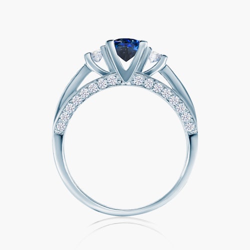 Pierścionek Heart of the Ocean: białe złoto, niebieski szafir